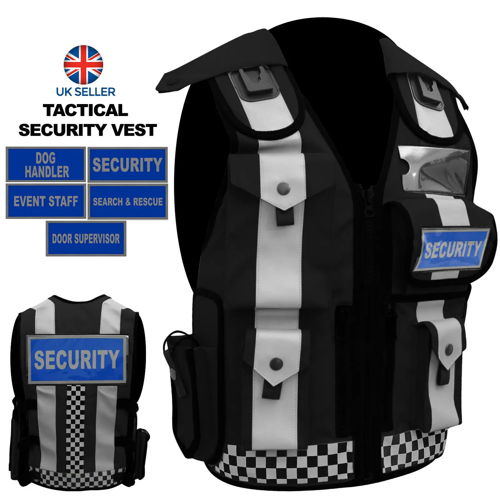 SECURITY VEST TACTICAL VEST DOG HANDLER ENFORCEMENT SECURITY CCTV VEST SEARCH & RESCUE SUPERVISOR REFLECTOR TAC JACKET BY SPALL