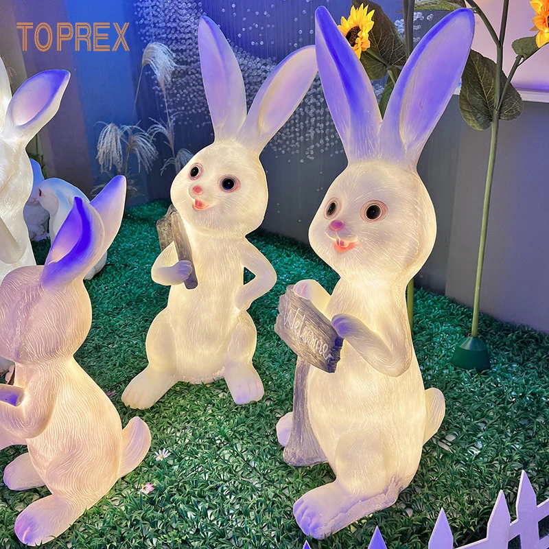 Gardening Garden Creative Ornaments Resin Animal Decor Resin Fiberglass Rabbit Sculpture Chinese New Year Rabbit Decoration