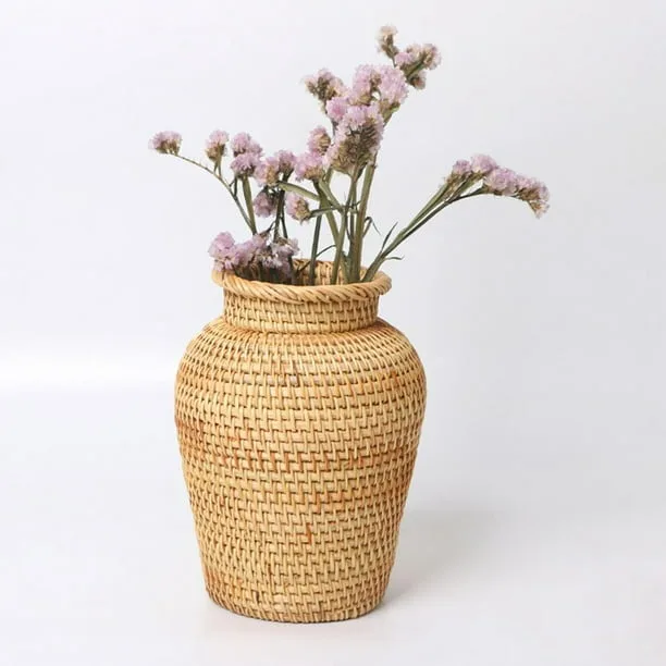 Simple Style Rattan Flower Vase Handmade Decorative Small Vase For Home Wholesales made in Vietnam