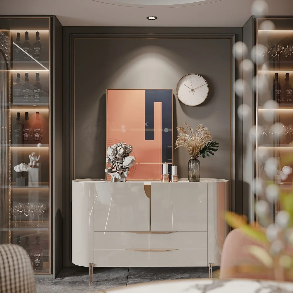 Nordic style living room ceramic top TV Stand Cabinet