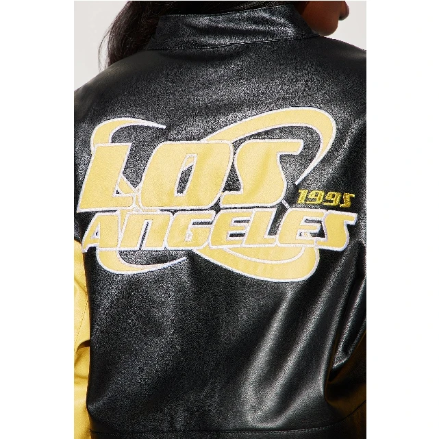 Plus Size Breathable Women Varsity Jacket Custom Logo Embroidered Leather Sleeve Crop Women Letterman Baseball Jackets