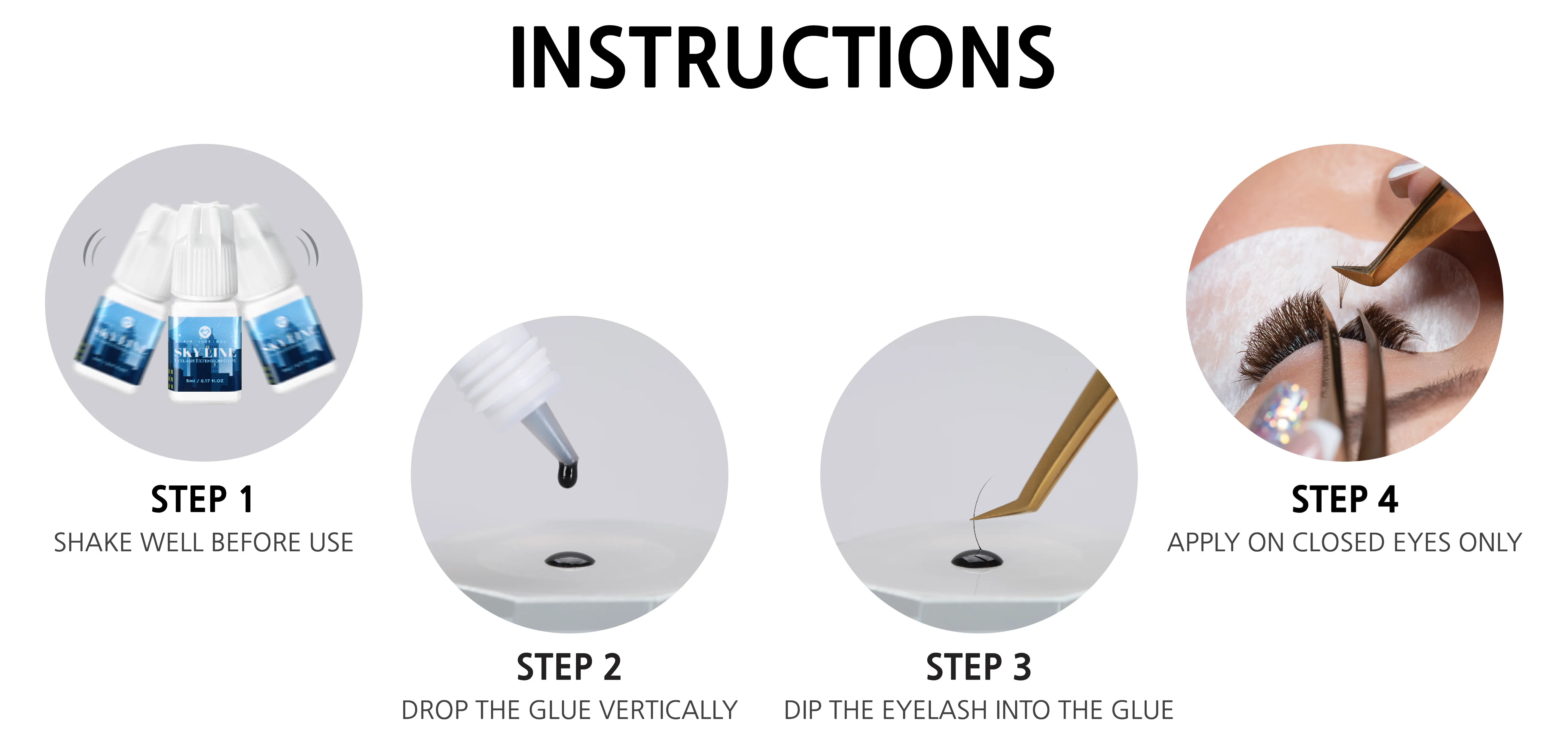 SKY LINE Ultra Fast Drying Dark Black Eyelash Extension Glue Strongest LONG Retention Wholesale Glue new product 5g