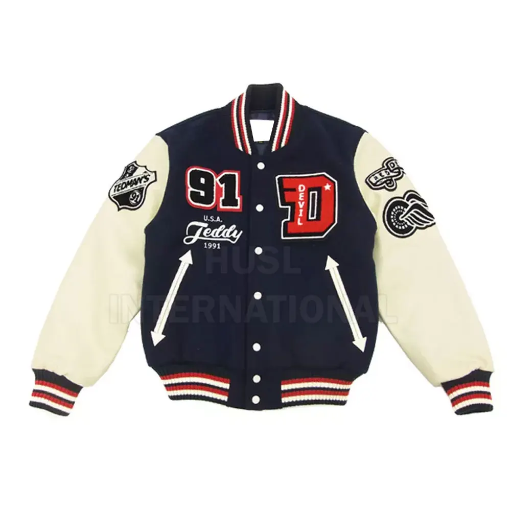 Leather Sleeves Men Letterman Jacket Custom Logo Design Letterman Jacket New Fashion Letterman Jacket