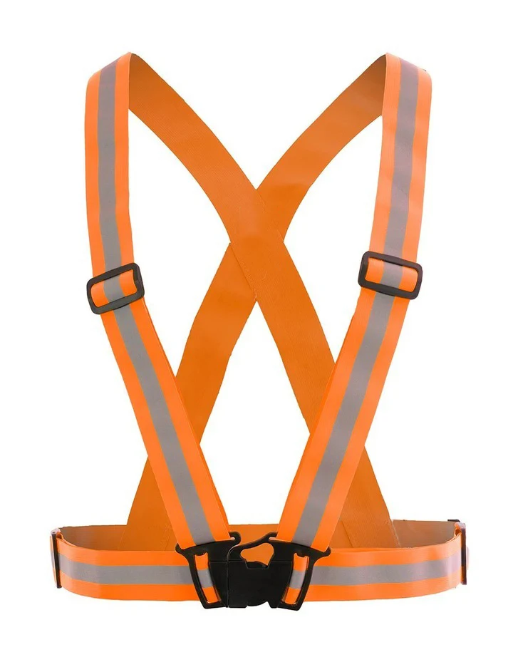 Customized comfortable hi-vis adjustable fluorescent green reflective safety gear sash belt for night cycling running