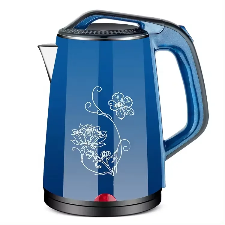 2.5L, оптовая продажа, электрический чайник из нержавеющей стали с двойными стенками #201, элегантный синий цвет