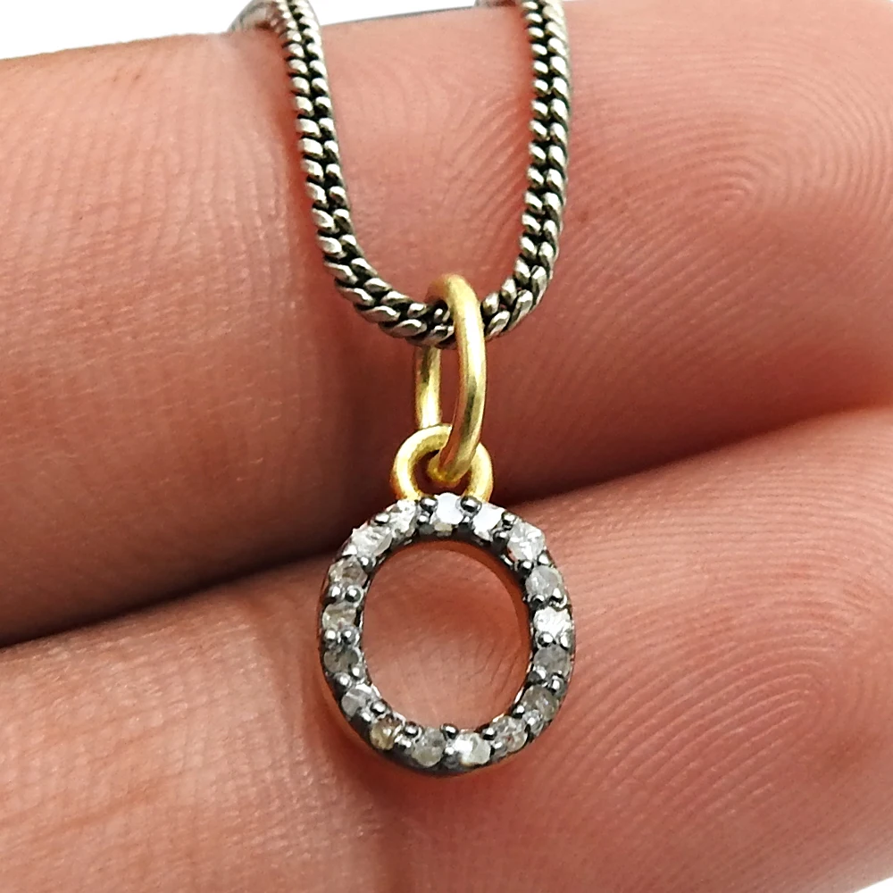 Pendant Alphabet R Diamond Initial Letter Pendant Necklace 925 Sterling Silver 18k Gold Plated Handmade Vintage For Woman