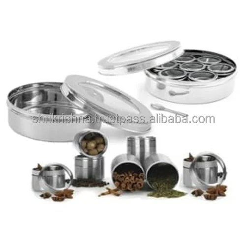 New Factory Arrival High Quality Stainless Steel Spice Box Masala Box With 9 Bowls And SS Cover Plate