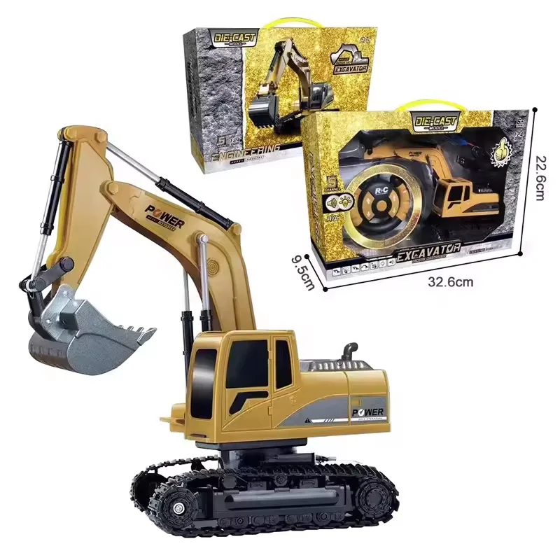1:24 Model 2.4G 5 Channel Alloy Construction Engineering Toy RC Car Truck Remote Control Excavator With Light