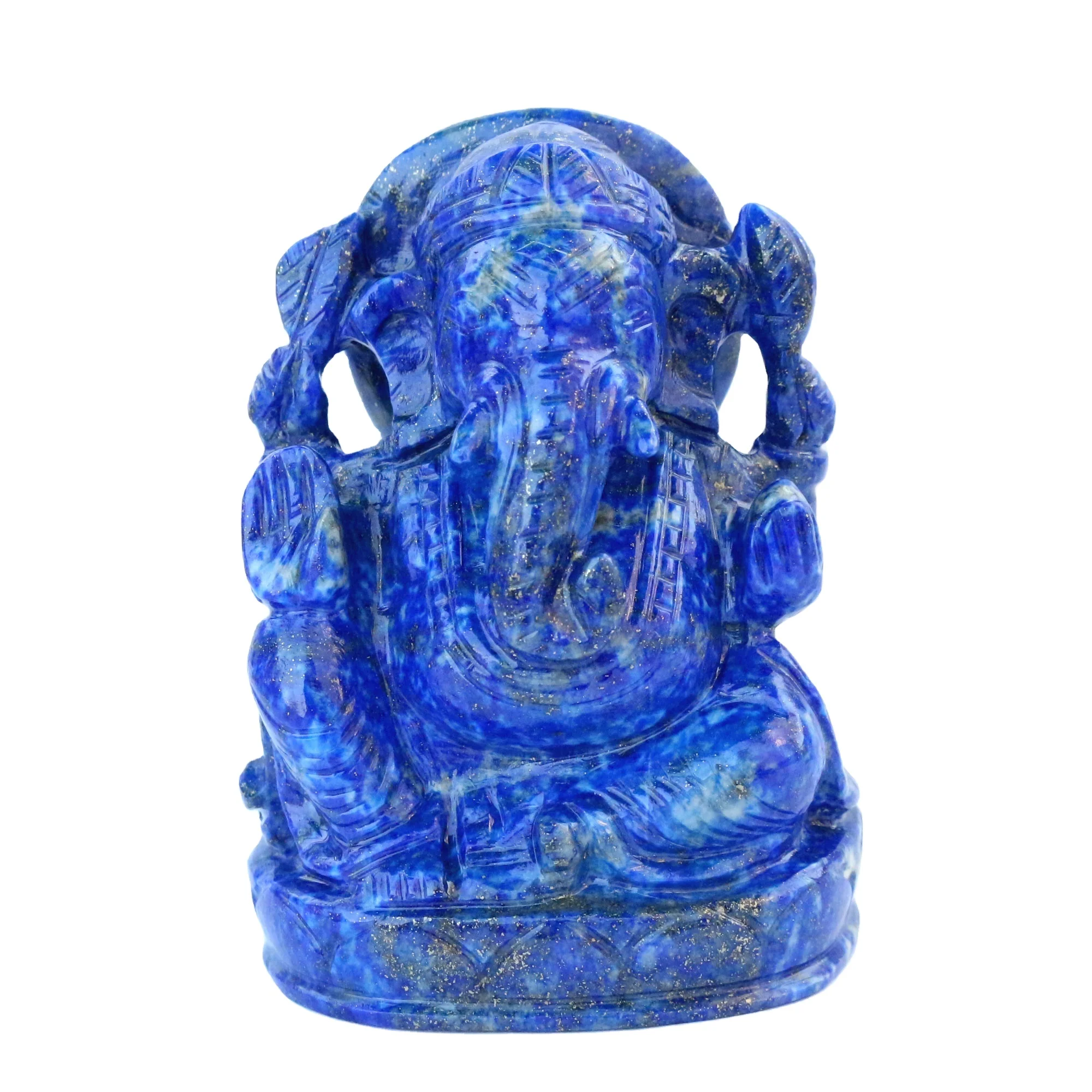 Lapis Lazuli Ganesha Hindu god Figurine Elephant god Hand Carving Semi Precious Gemstone Figure