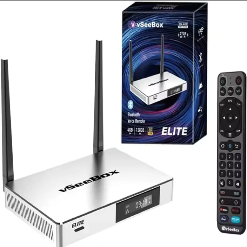 New 2024 VSeebox Elites Android 10 TV, Ram 4GB, ROM 128GB with Bluetooth Voice Remote
