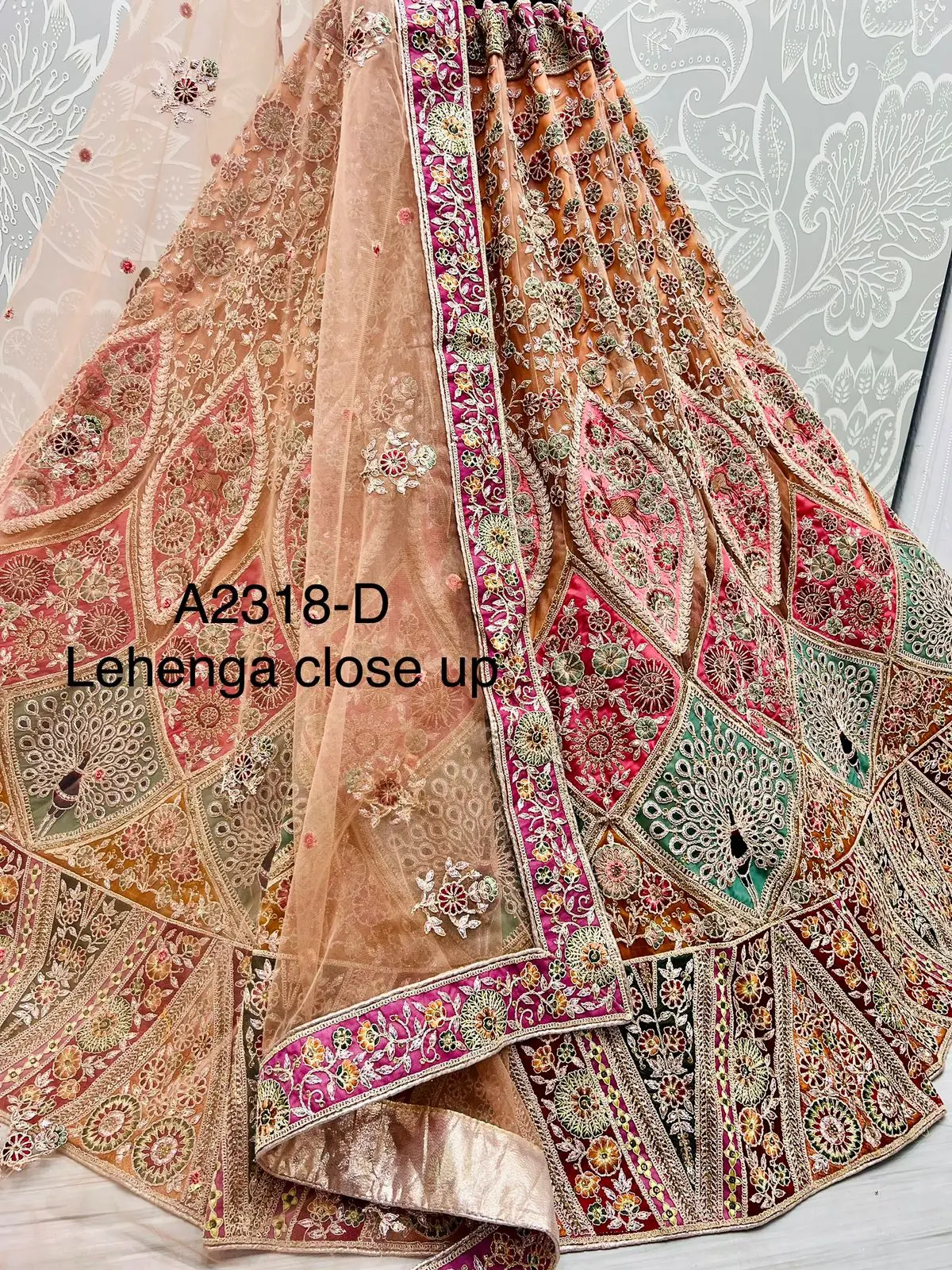 Разноцветный Свадебный классический цветочный оттенок Lehenga Choli украшенный вручную яркий оранжевый Dupatta оптовая продажа онлайн купить