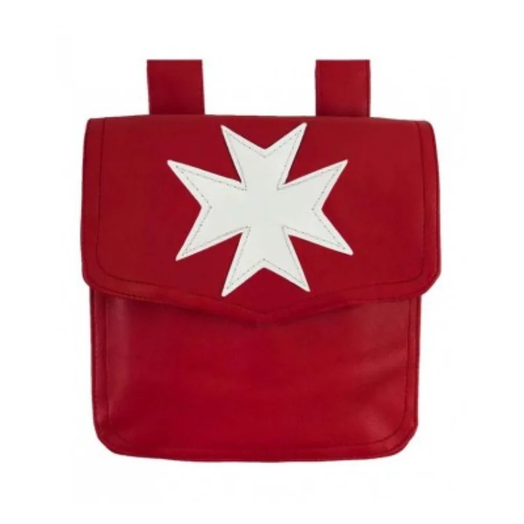 Premium Quality Knights Templar Alms Pocket Cases with Cross Lightweight Leather Waist Bags