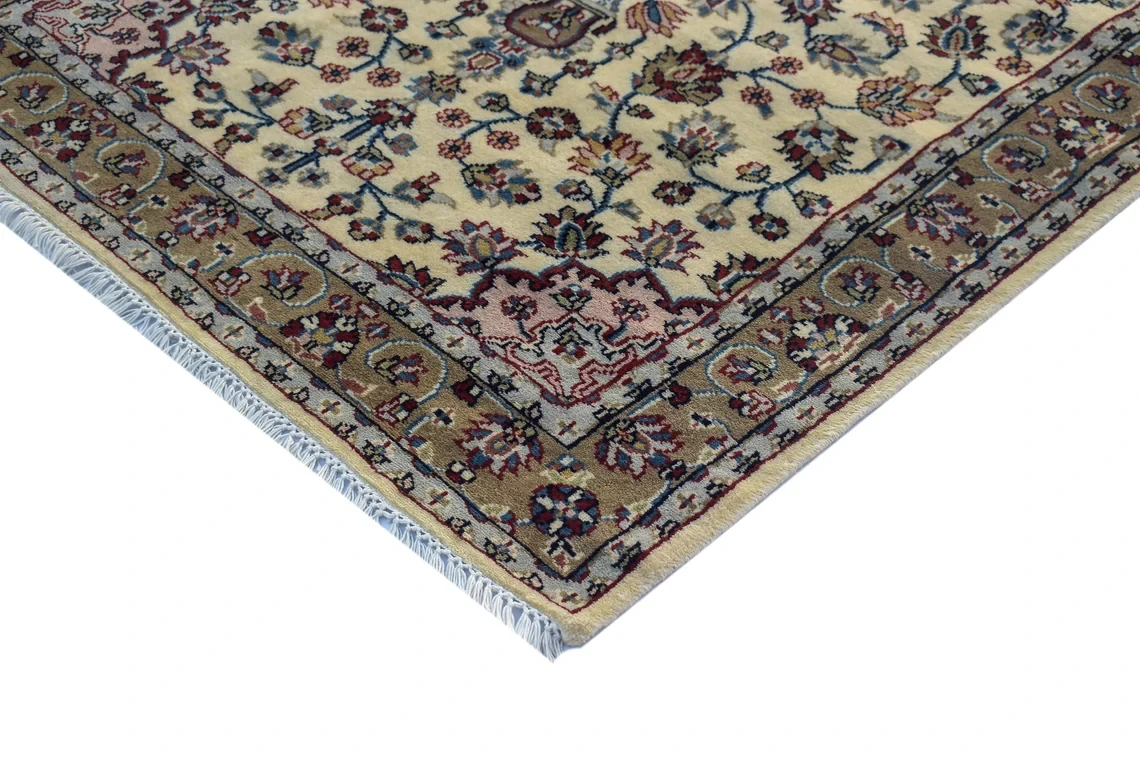 Hand Knotted Oriental Persian Woolen Carpet Rug Gold Beige Handmade Woven Area Rug For Bedroom Living Room