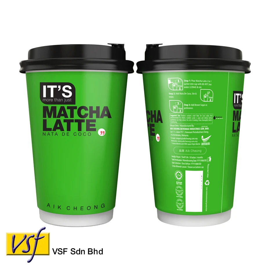 Aik Cheong Coffee это Matcha Latte Nata De Coco To Go чашка 72 г x 12 чашек изготовленные в Малайзии сертифицированные халяль