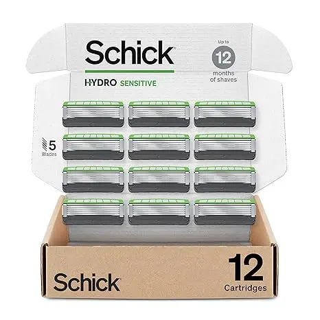 Schick Hydro Sensitive Razor Refills for Men, 12 Count