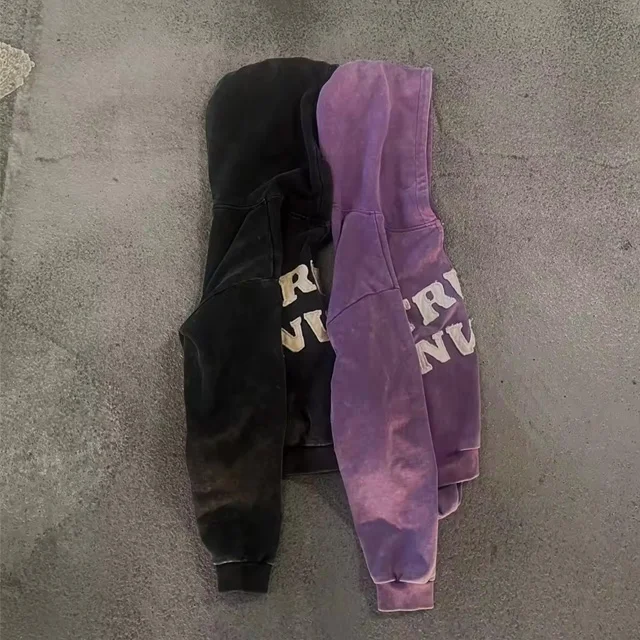 High Quality No String Cotton zip up Hoodie Chenille Custom Embroidery Men Acid Washed Drop Shoulder Hoodie