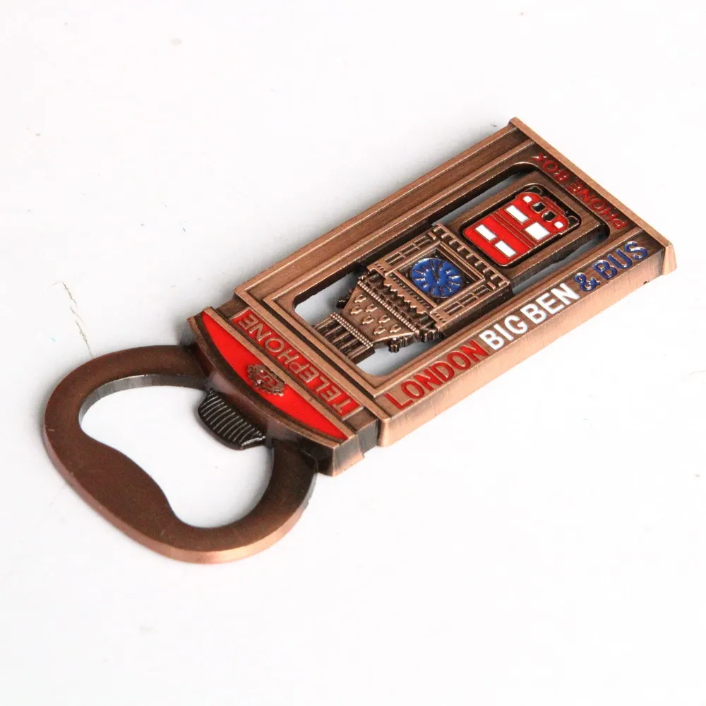 Wholesale custom metal London UK souvenir tourist British big Ben bus fridge magnet bottle opener