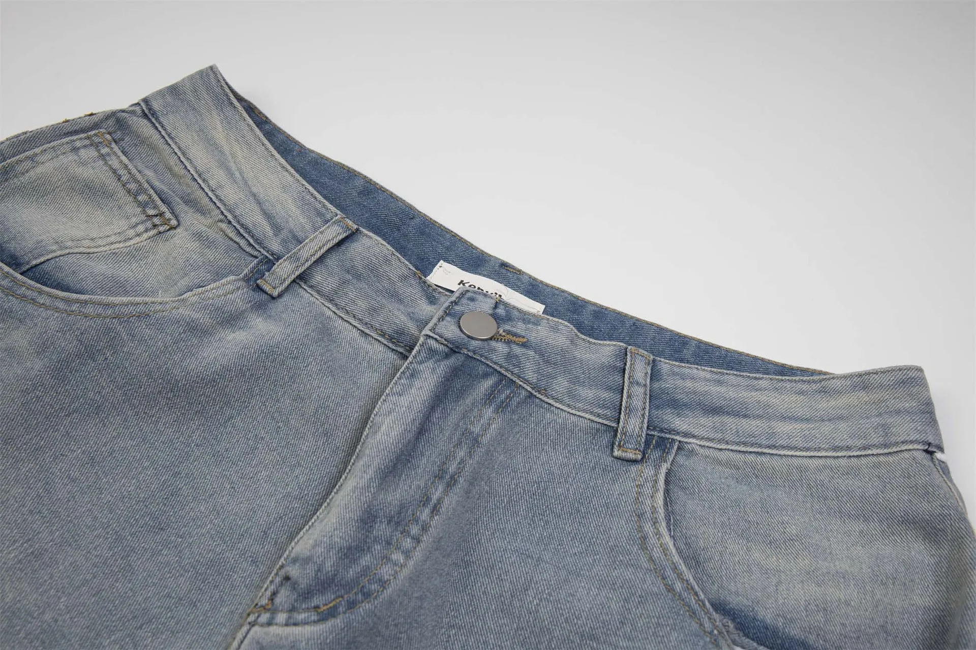 Custom Custom Summer Sweat jorts Raw Hem mens jeans shiny Rhinestone Wash Streetwear jeans Shorts For Men