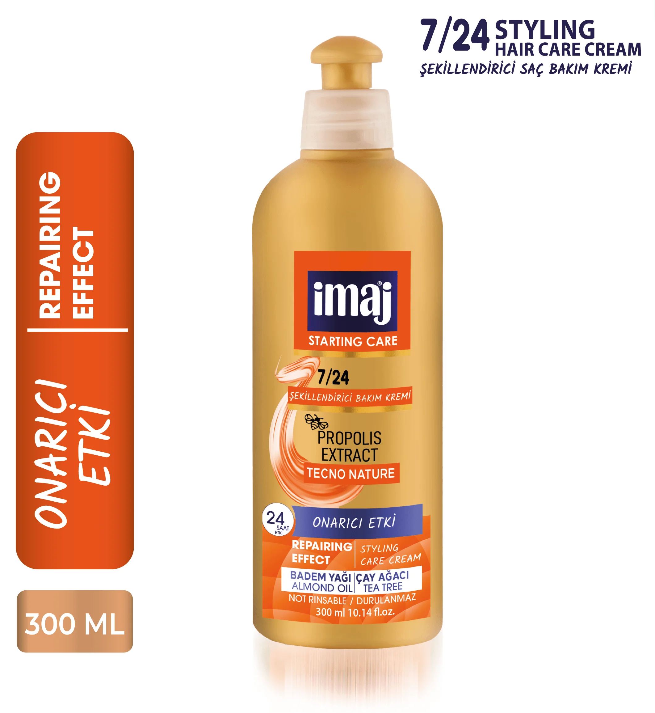 7/24 Styling Hair Care Cream 300 Ml Almond Oil & Tea Tree - Repairing Effect