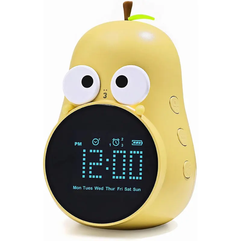 Kids Digital LED Alarm Clock for Girls Pear Alarm Clock with Snooze Toddler Sleep Training Clock for Bedroom Home Office