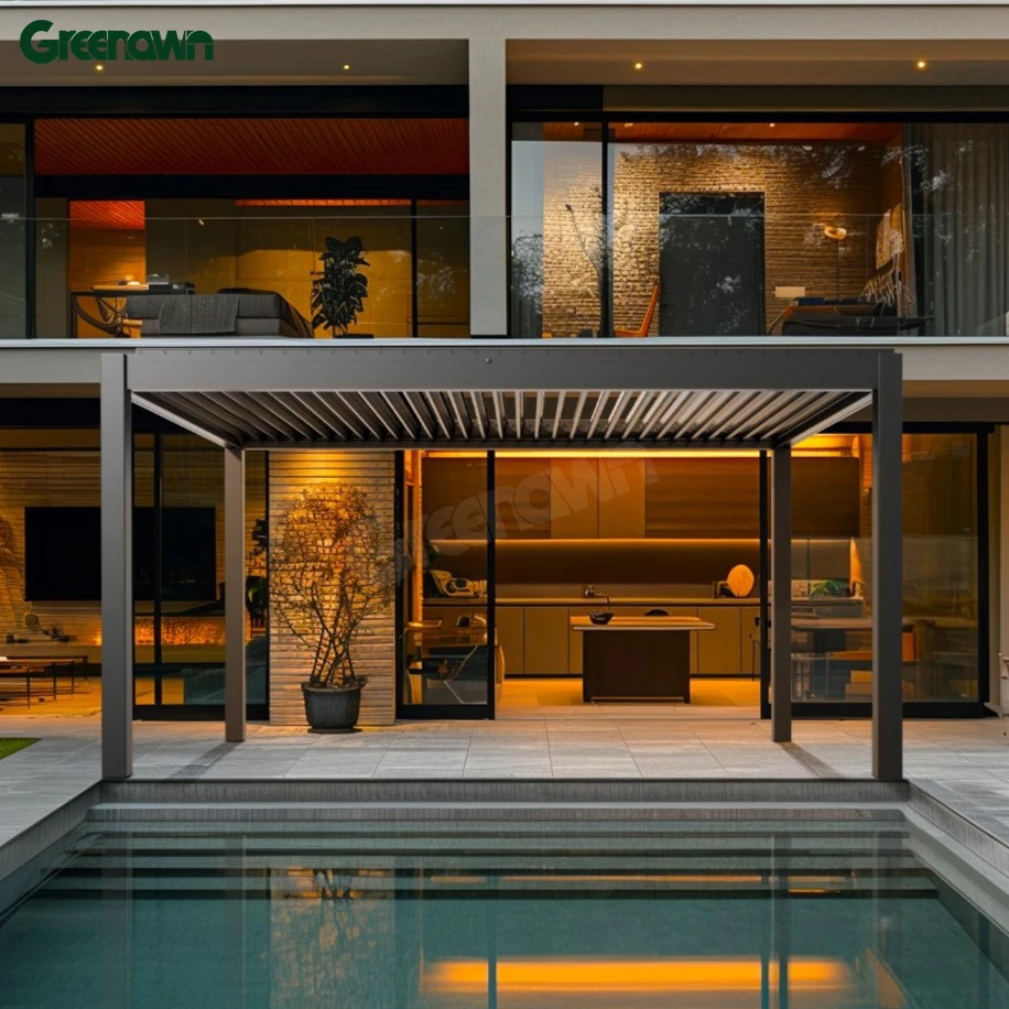 Manufacturer Garden Aluminum Pergola Roof Kits Patio Cover Gazebo Louvered Roof Canopy Pergolas