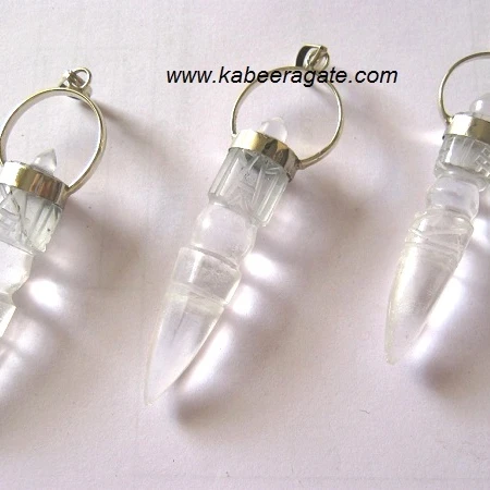 Wholesale Gemstone Pendants : Crystal Quartz Phurba Pendants