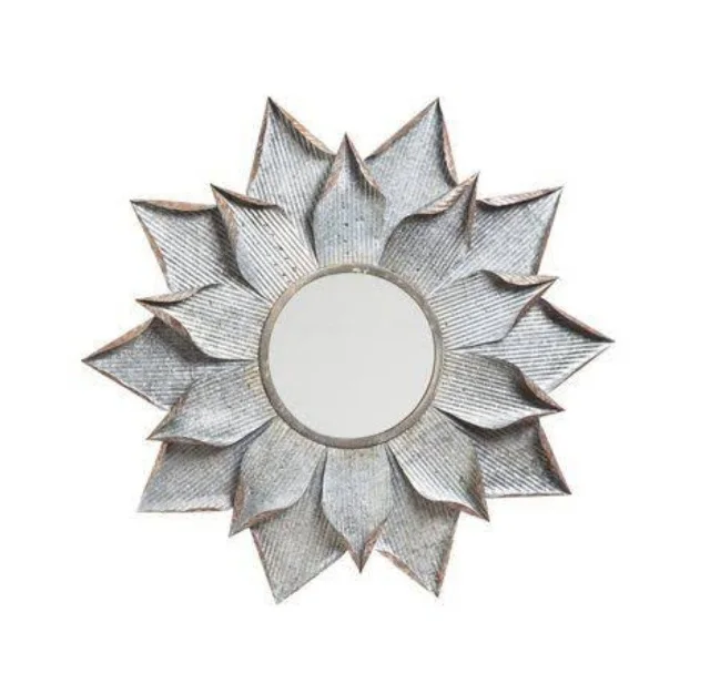 Hanging wall decoration mirror/flower shape rattan frame mirror handmade crafts wholesale For Bedroom Bathroom Living Room