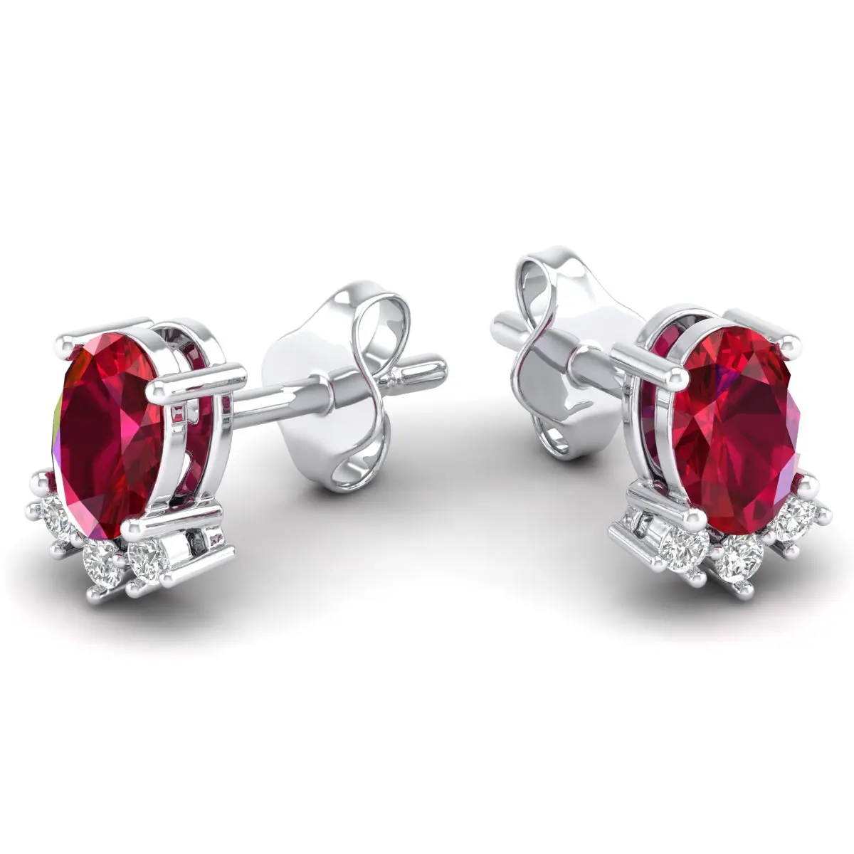 REYES High Quality Classic 14K Gold Diamond Stud Earrings Elegant Fashion Oval Cut 0.72 Carat Ruby Gemstone Jewelry For Women