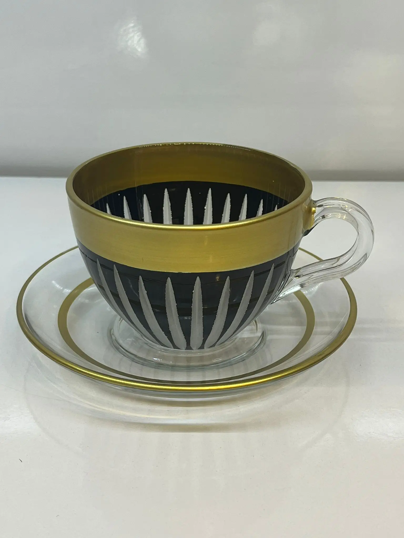 quality Coffee Cup Colorful Cut Design with Colorful Saucers Home Kitchen Glass Coffee Mugs Best Quality Turkish Coffee Cups