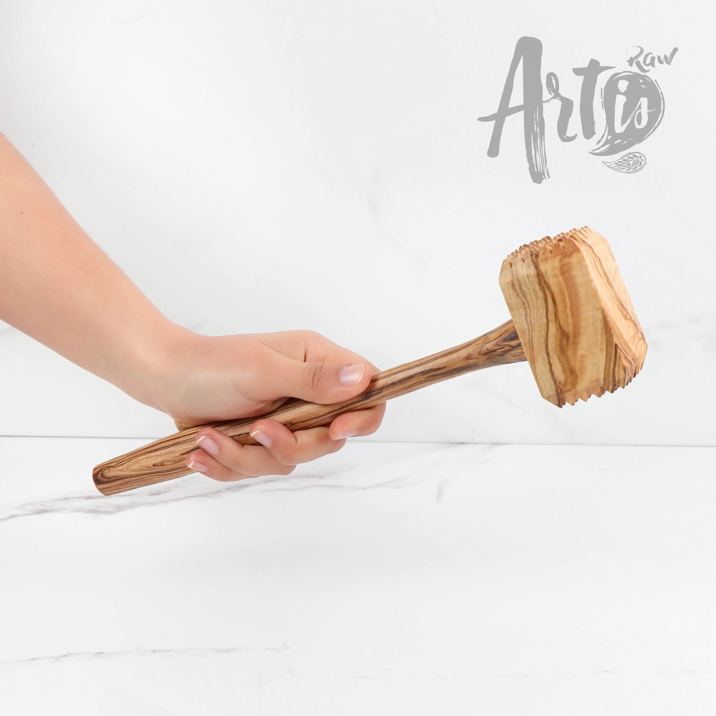 Handmade Olive Wood Meat Hammer - Premium Kitchen Tenderizer Tool for Effective Meat Preparation & Cooking
