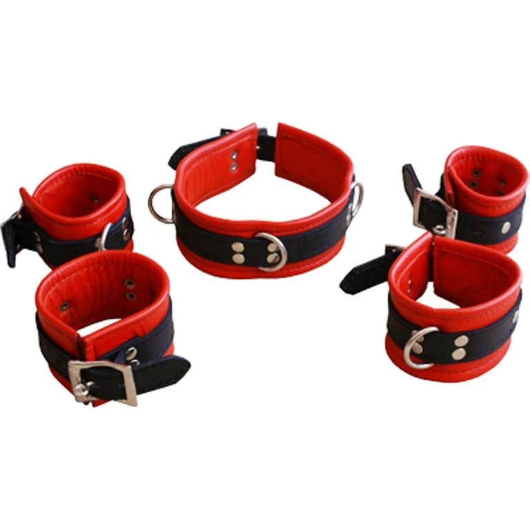 HMB-404C LEATHER WRIST BAND BRACELET DOUBLE STRAPS CUFFS GOTHIC STYLE BANDS WRISTBAND BDSM CUFF