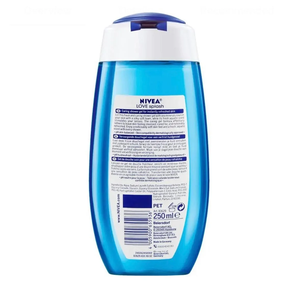 NIVEA для мытья тела свежий чистый гель душа освежающее водное жидкое мыло с минералами