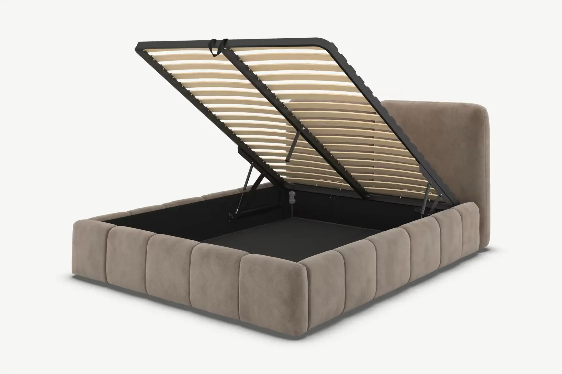 Scandinavian Inspiration Bedroom Furniture Super Soft Pillow-like Shape With Storage Queen Size King Size Bed Frame