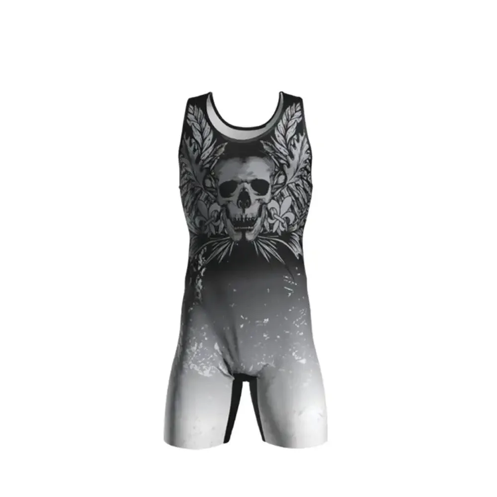 Wholesale sublimation blank design gym fitness one-piece bodysuit japan freestyle custom mens wrestling singlet