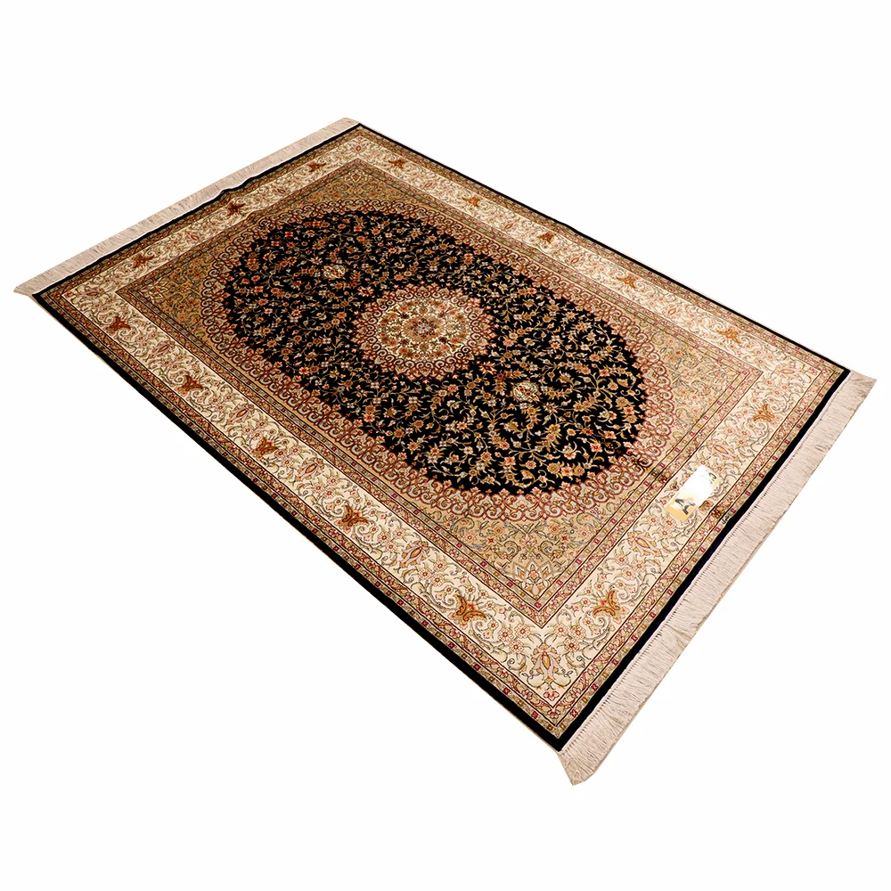 Yuxiang 4.5x6.5ft Hand Knotted Small Size Pakistan Rug Handcraft Silk Carpet 100% Silk Area Rugs Made In China