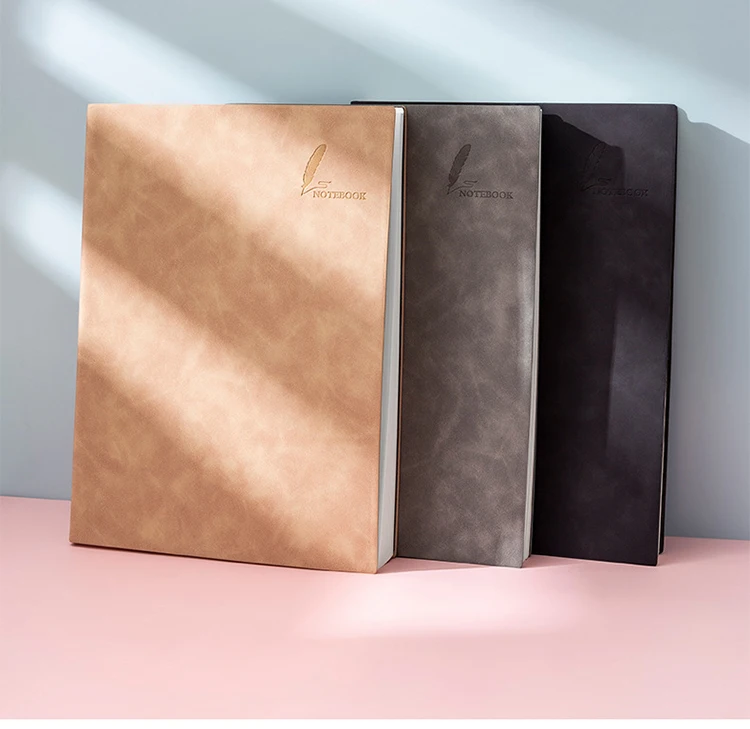 200sheets Thick Soft Pu Leather A4 Cademic University Student Record Notebook Journal