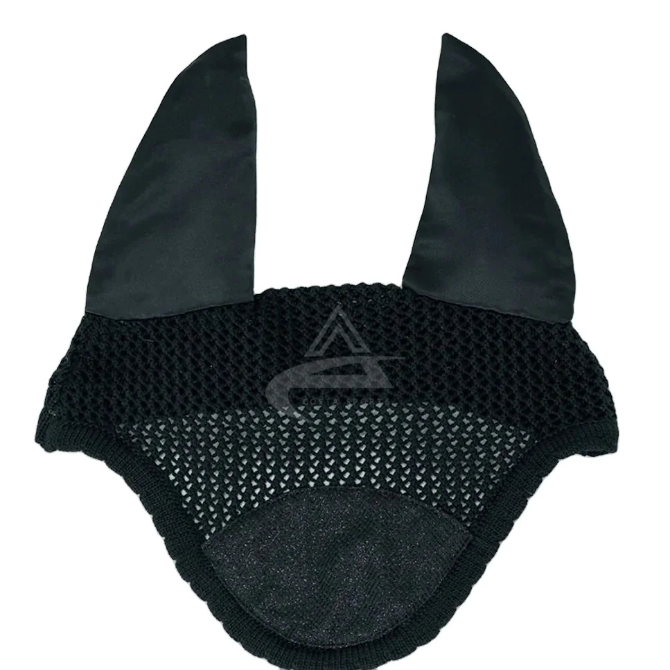 Equipment black glitter Ear Bonnets equestrian product horse Fly veils ear net with a loop for a better stability
