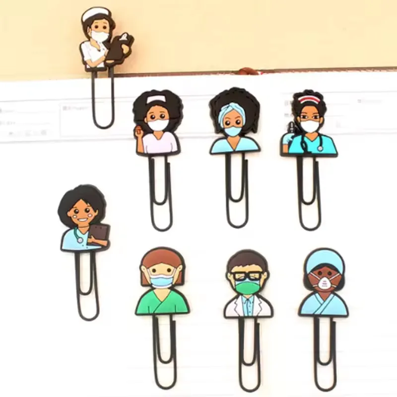 Metal Soft PVC Medical Series Heart Pill Stethoscope Student Nurse Paper Clip Bookmark Office School Supplies by RAW TO FINE