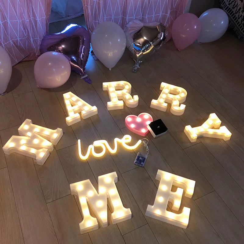 Photo Props Letter Lights LED Night Lights Christmas New Year Creative Birthday Modeling Lights Wedding Room Decoration