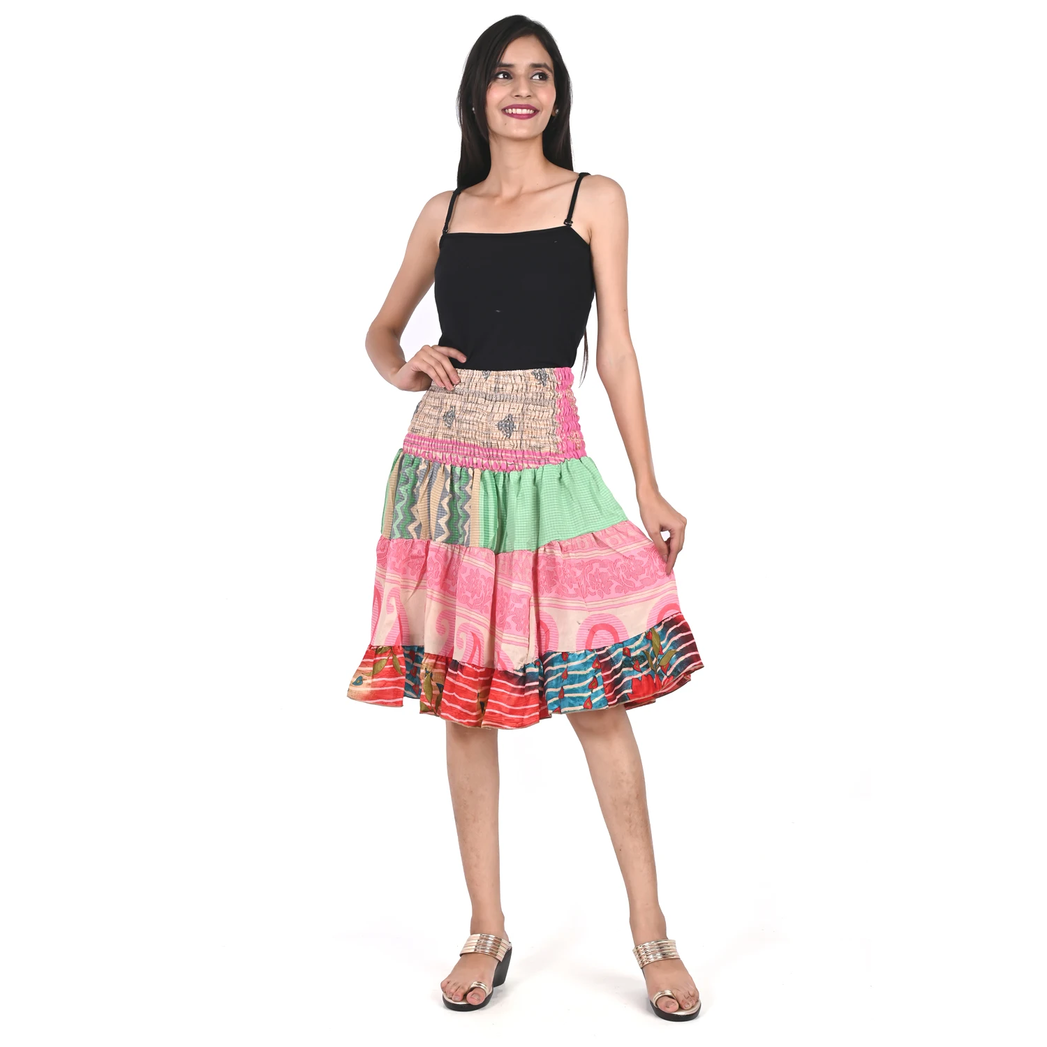 Women Vintage Patchwork Short Skirt Adult Fancy Ballet Dancewear Party Costume Ball Gown Mini Skirts