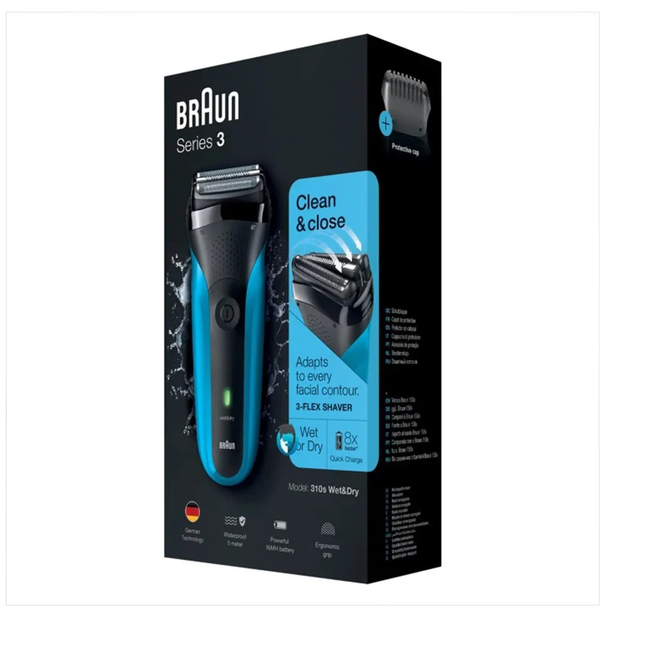 Braun- Series 3 310 Electric Shaver Wet & Dry Electric Razor for Men with 3 flexible blades Rechargeable