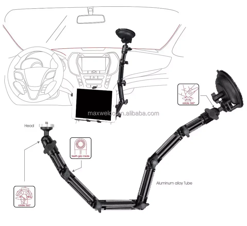 Multi-Functional Adjustable Car Windshield Mount Laptop Stand
