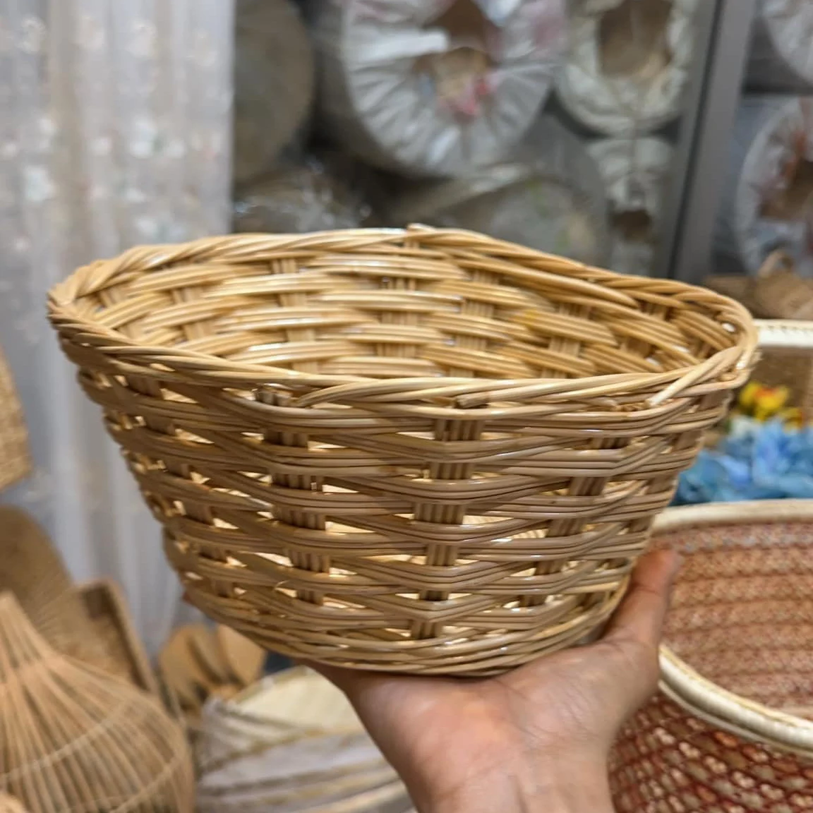 wicker basket wicker storage basket for household straw rope woven basket for storage with handle