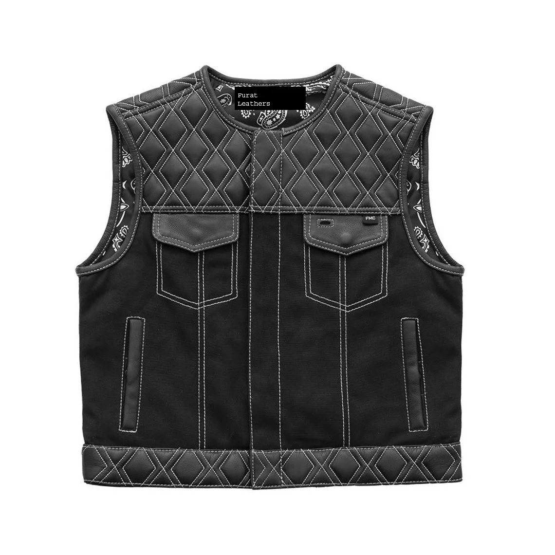 Wholesale Custom leather vest motorcycle Denim Style Biker Vests With Concealed Carry Gun Pocket Cruise Vintage