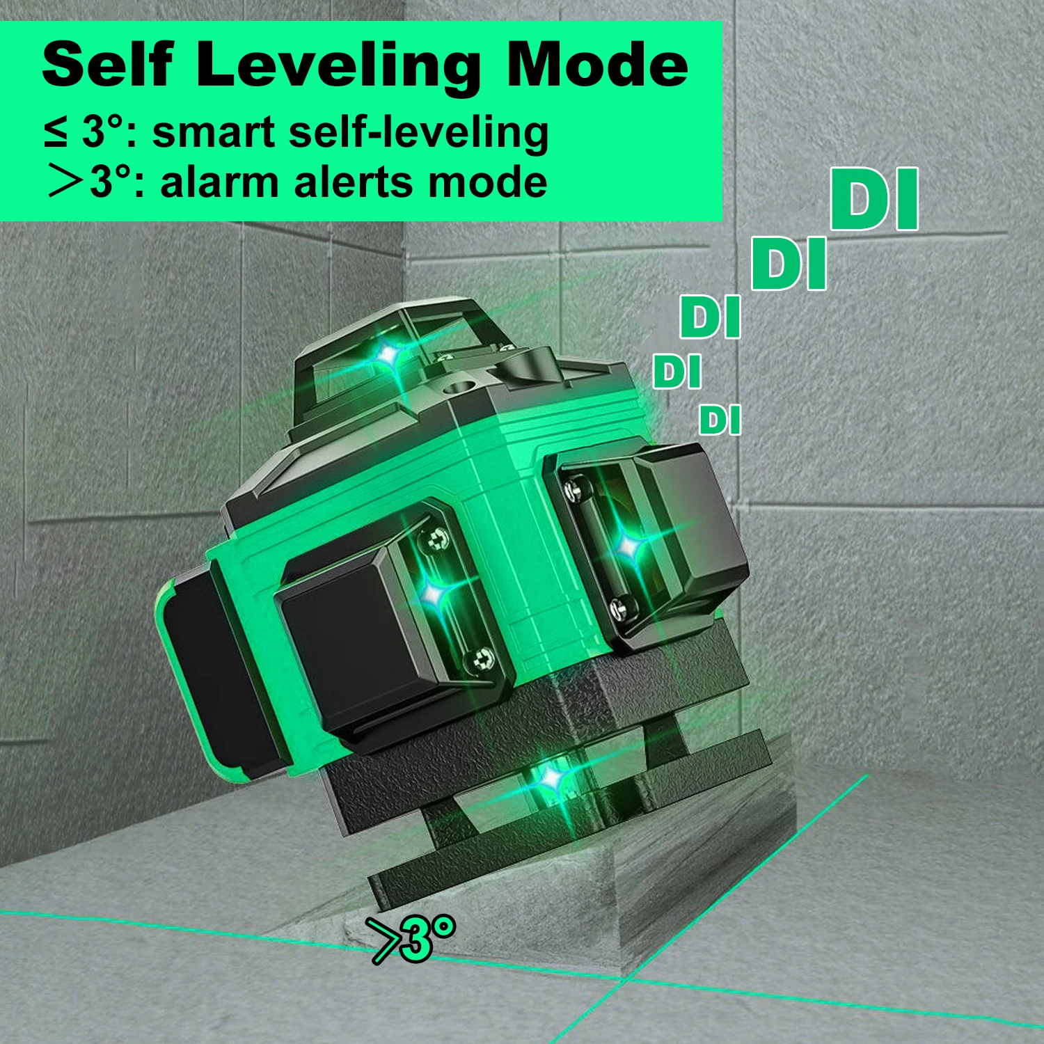 Green 360 Self Leveling Rotary Laser Level 4D 16 Lines Horizontal&Vertical Cross Line Laser Surveying Measuring Tools