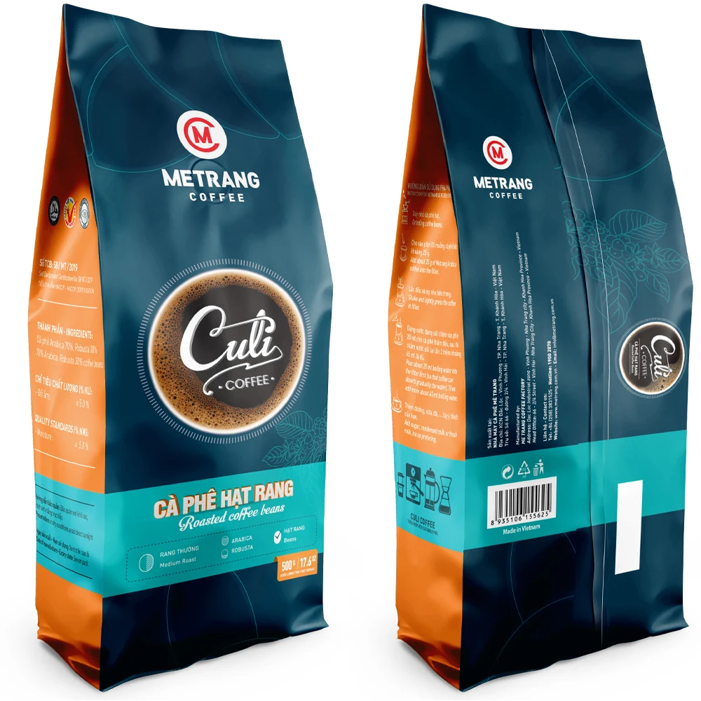 Bag Customize Package 500g Weight Flavor Grade coffee bean bag packaging Culi Roasted Coffee Beans From Vietnam