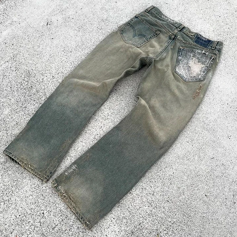 DiZNEW Wholesale Cheap Prices Custom Logo men straight jeans trousers stacked denim jeans pants men skinny raw denim jeans