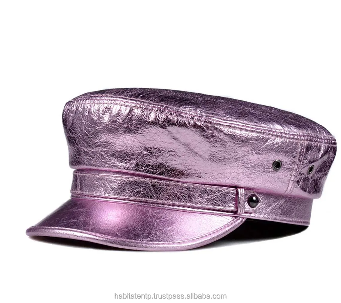 Pink Flat Genuine Leather Cap Student Streetwear Hip Pop Korean Spring Style OEM ODM Customize Manufactures Hat Caps