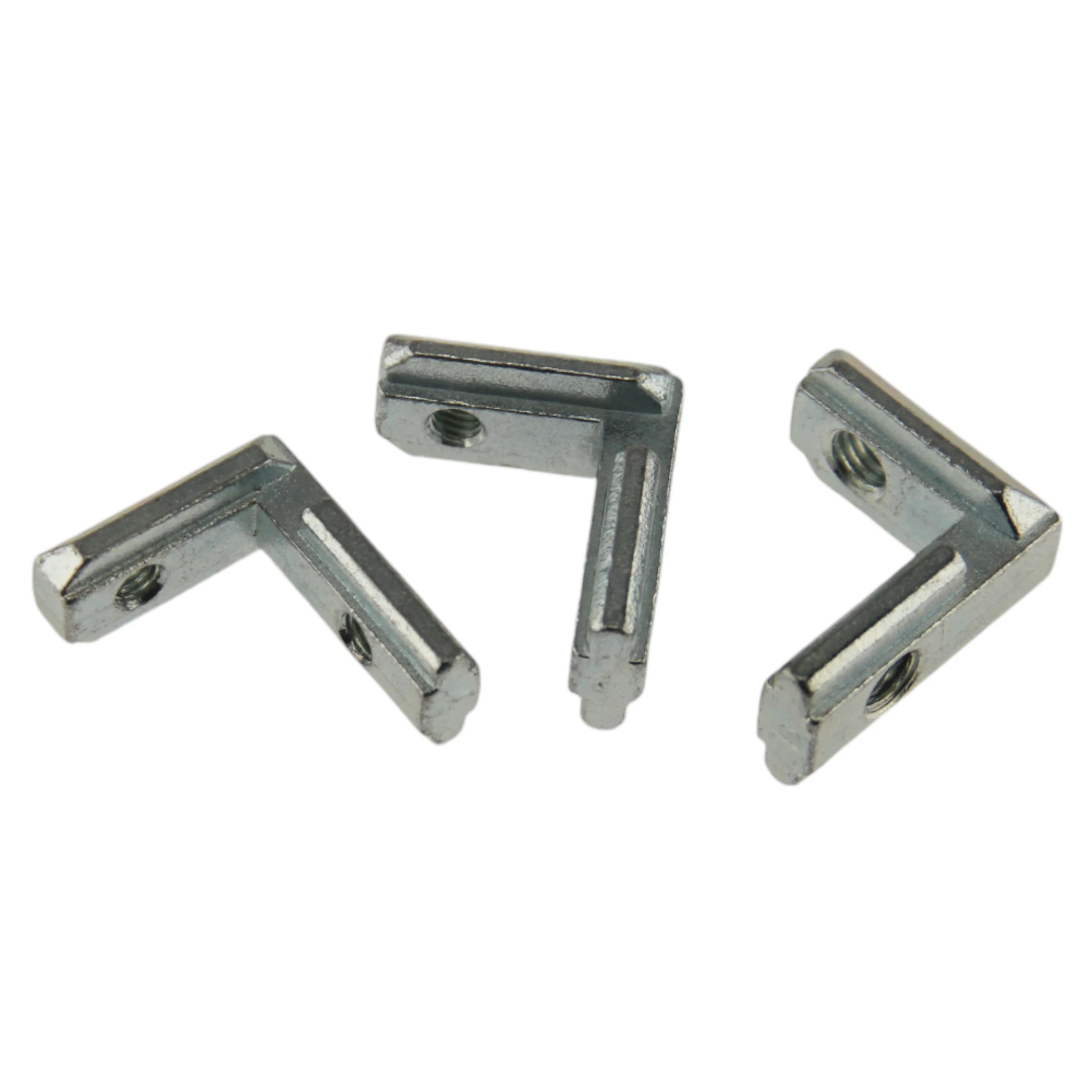 The internal connectors are made of carbon steel and are used for the angular connection of industrial aluminum profiles.