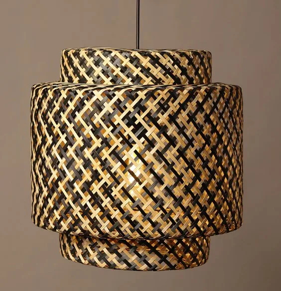 Натуральный бамбуковый абажур ручной работы